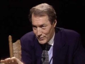 Mr. Rogers and Charlie Rose in a 1997 interview