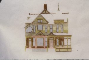 A 1980 drawing by architect Ronald D. Hales of exterior paint colors for our Queen Anne Victorian, the Andrew J. Warner House. 