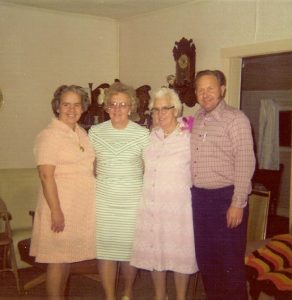 Remembering my dad and his family: Aunt Adrienne (left) Aunt Reva, Grandma and my dad