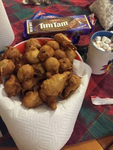 Olikooken - Dutch donuts. A family recipe passed down for generations. The odd ends coming off the ends are the "kookens." Some of the best family interview questions start with food. 