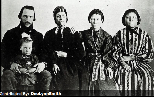 Family of Deborah Lamoreaux Leithead, husband James Leithead, and their children including Nellie (Waddie) on the right