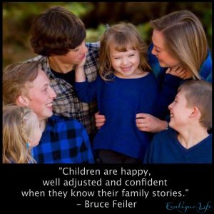 Rachel Trotter's 6 children. "Children are happy, well-adjusted and confident when they know their family stories. "