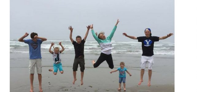 Family reunions and family vacations are a perfect time to make memories and tell stories. Photo of Rachel Trotter's children jumping into the air on the beach during a family vacation. 