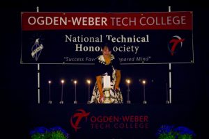 Rhonda Lauritzen at National Technical Honor Society induction while serving as a VP at the Ogden-Weber Technical College. This is where I learned the power of becoming a business storyteller. 