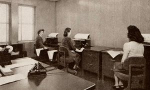Anybody work in an old office like this back in the day? New transcription options like TranscribeMe sure beat the old methods.