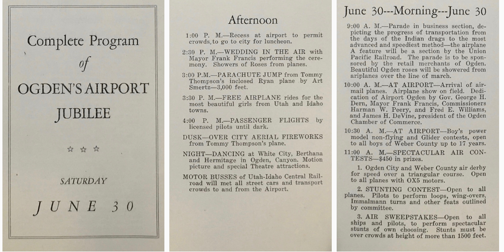 Ogden Airport Jubilee program - from the University of Utah special collections