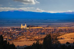 Photo of Manti, Utah at sunset. The Church History Library unearthed town histories and minutes from throughout the Sanpete Valley