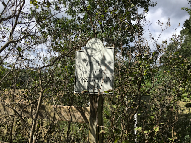 Sign at the entrance to Witch Farm (Witch Hollow Conservation Area), Boxford Massachusetts